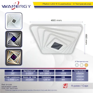 PLAFON LED TECHO MODERNO CUADRADO TRES TEMPERATURAS BLANCO +