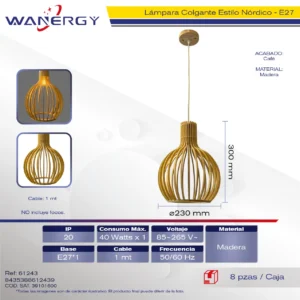 LAMPARA COLGANTE DECORATIVO MODERNO MADERA
