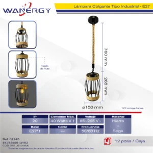 LAMPARA COLGANTE DECORATIVO MODERNO TEJIDA SOGA +