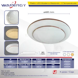 PLAFON LED DE TECHO TRES TEMPERATURAS