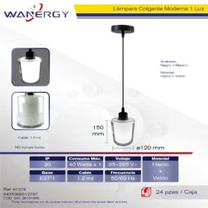 LAMPARA COLGANTE MODERNA ESFERAS BLANCO TRES TEMPERATURAS METAL Y CRISTAL 40W 85-265V + E27