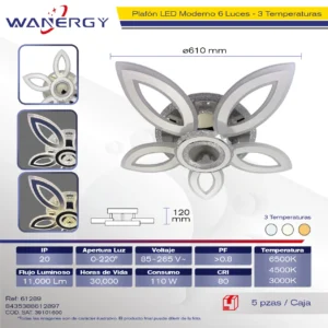 LAMPARA LED TECHO MODERNO METAL Y SILICON TRES TEMPERATURAS BLANCO + :
