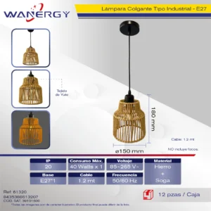 LAMPARA COLGANTE INDUSTRIAL ESFERICA +
