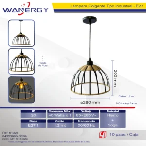 LAMPARA COLGANTE INDUSTRIAL ESFERICA +