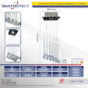LAMPARA COLGANTE ELEGANTE CRISTAL D4CM GU10