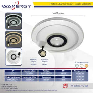 PLAFON LED TECHO MODERNO REDONDO TRES TEMPERATURAS BLANCO CON LAMPARA DE MINIMALISTA +PVC