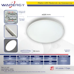 PLAFON LED DE TECHO BLANCO 3535-9LED DOB