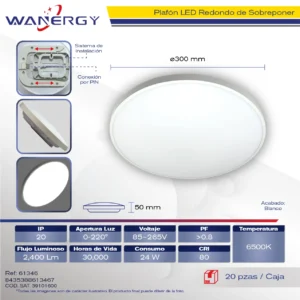 PLAFON LED DE TECHO BLANCO 14LED DOB