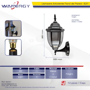 FAROL DE PARED NEGRO