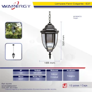 FAROL COLGANTE NEGRO