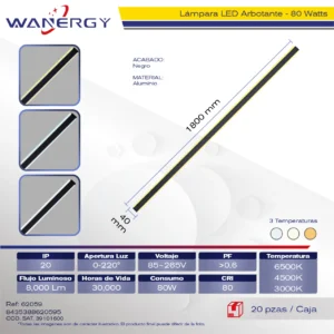 ARBOTANTE BARRA TRES TEMPERATURA 180CM NEGRO ALUMINIO