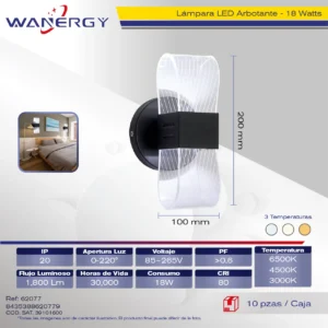 ARBONTANTE LED METAL Y ACRILICO TRES TEMPERATURAS