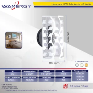 ARBONTANTE LED METAL Y ACRILICO TRES TEMPERATURAS