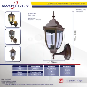FAROL DE PARED COLOR CAFE