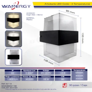 ARBOTANTE LED TRES TEMPERATURAS 18W 2835-26D 80Lm/W