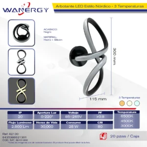 ARBOTANTE MODERNO EN ESPIRAL NEGRO TRES TEMPERATURAS +PVC