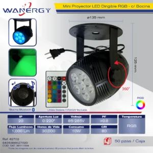 MINI PROYECTOR LED DIRIGIBLE RGB CON BOCINA