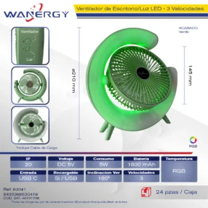 VENTILADOR VEBREDA CUELLO PORTATIL USB RECARGABLE 3 MODOS FATILADOR 5W ABS 1800MAH 3