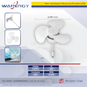 VENTILADOR MINI USB 5V :2100RPM 5W