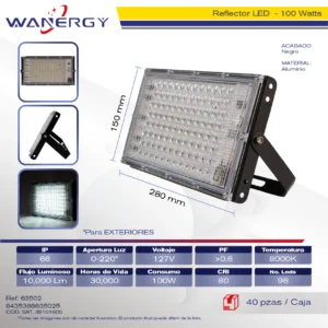 REFLECTOR LED 96D 100W ALUMINIO 8000K