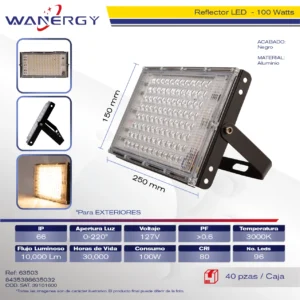 REFLECTOR LED 96D 100W ALUMINIO 3000K
