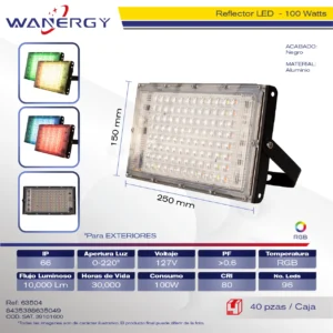 REFLECTOR LED 96D 100W ALUMINIO RGB