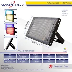 REFLECTOR LED 144D 150W ALUMINIO RGB