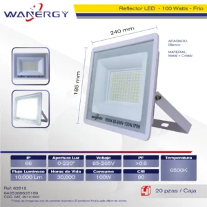 REFLECTOR LED 100W BLANCO IP66 6500K 85-265V