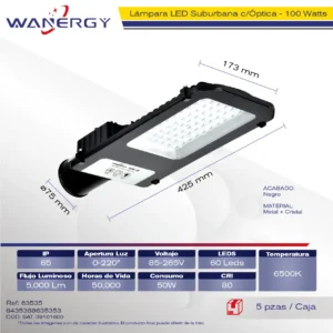 SUBURBANA LED OPTICA PC FUNDICION 50W