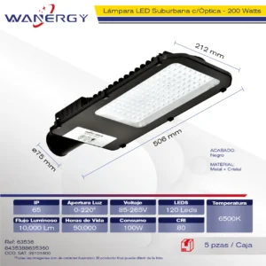 SUBURBANA LED OPTICA PC FUNDICION 100W