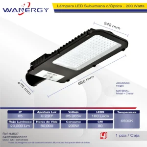 SUBURBANA LED OPTICA PC FUNDICION 200W