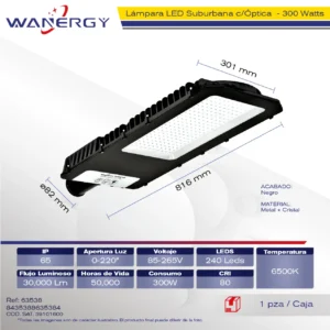 SUBURBANA LED OPTICA PC FUNDICION 300W