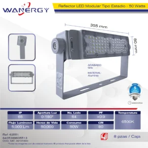 REFLECTOR LED 64LED 100W ALUMINIO 6500K