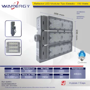 REFLECTOR TRIBLE 196LED 100W ALUMINIO 6500K