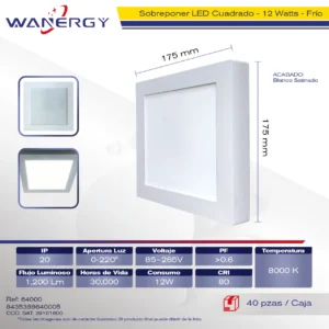 SOBREPONER CUADRADO 12W