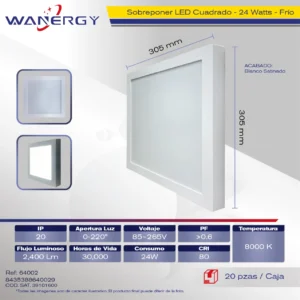 SOBREPONER CUADRADO 24W