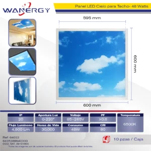 600*600PANEL LED TECHO CUADRATO DIBUJO CIELO 595*595MM