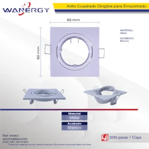 SPOT EMPOTRADO DIRIGIBLE PARA DICROICO CUADRADO METAL
