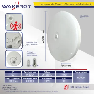SOBREPONER REDONDO CON SENSOR MOVIMIENTO 18W