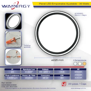 PANEL REDONDO AJUSTABLE 36W 36W 200D 70 90Lm/W