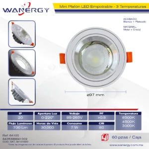 EMPOTRADO LED COB TRES TEMPERATURA 7W COB +