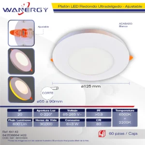 PLAFON LED REDONDO AJUSTABLE DOS TEMPERATURAS 6+3W 6+3W 60 50LM/W