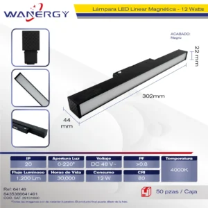 LAMPARA LED RASTER MAGNETICA DIRIGIBLE 12W DC48V 300 90 LED:2835*28D