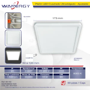 PANEL LED CUADRADO AJUSTABLE 15W BLANCO 15W(