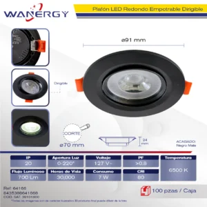EMPOTRADO NEGRO LED 6500K 5W 127V 2835-6LED