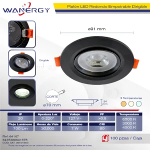 EMPOTRADO NEGRO LED TRES TEMPERATURA 5W 127V 2835-6LED