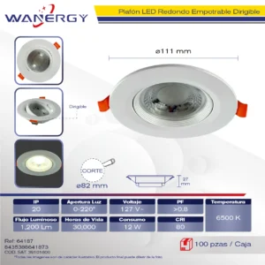 EMPOTRADO BLANCO LED 12W 12LED