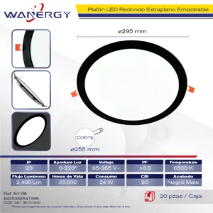 EMPOTRADO REDONDO NEGRO 24W 85-265V 24W