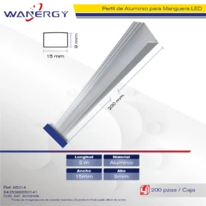 PERFIL ALUMINIO PARA MANGUERA LED 2M 15*9MM