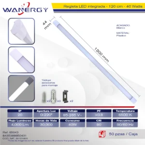 REGLETA LED T5 ALUMINIO C/ MICA OPALINO 1.2M T5 +PC 2835 4B24C